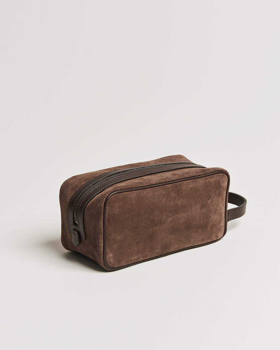 Mies | Anderson's Suede Washbag Dark Brown | Anderson's | Suede Washbag Dark Brown