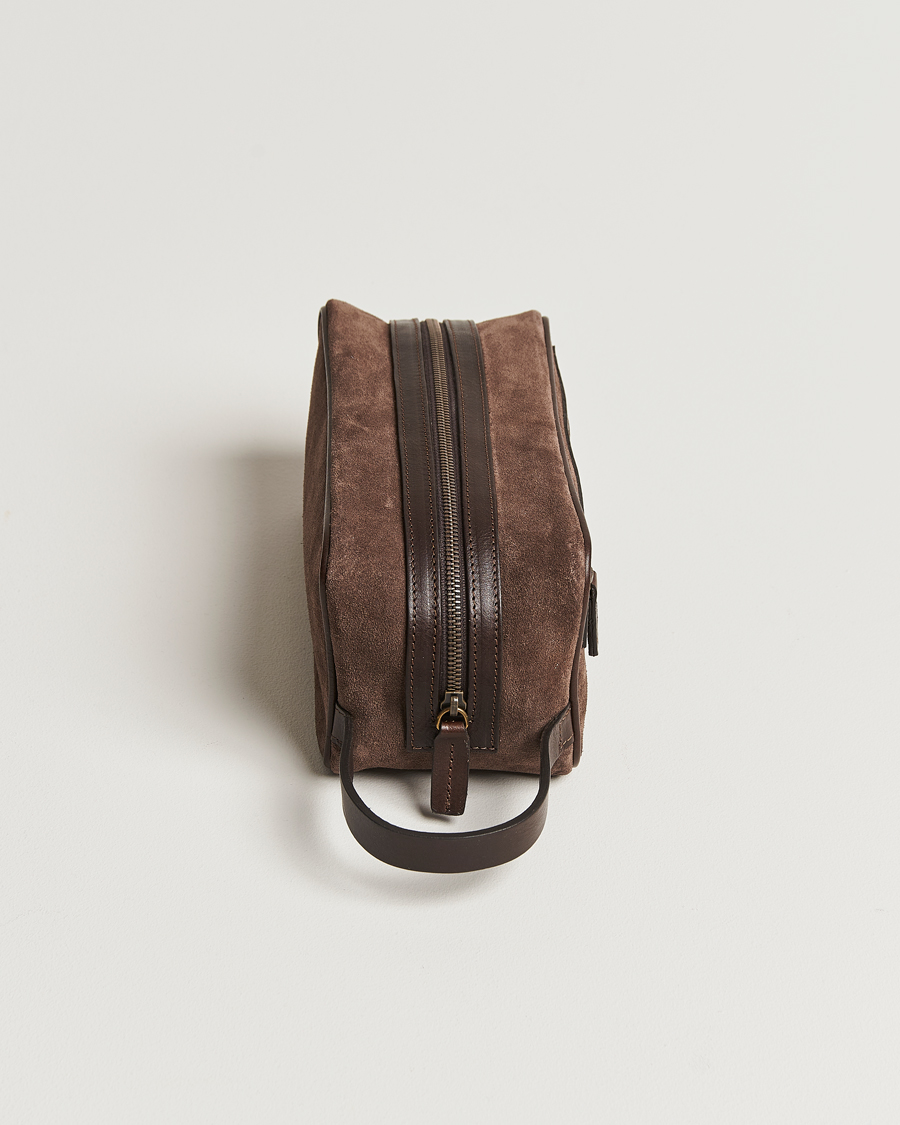 Mies | Anderson's Suede Washbag Dark Brown | Anderson's | Suede Washbag Dark Brown