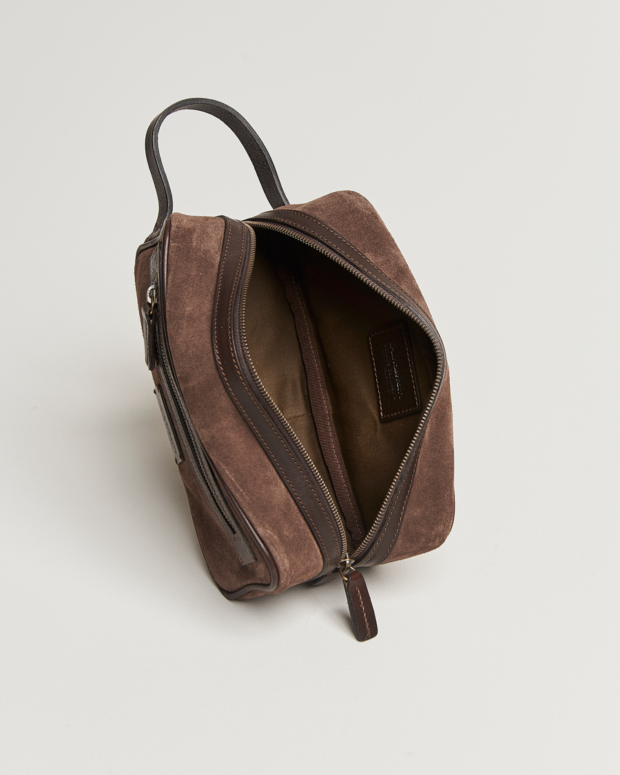 Mies | Anderson's Suede Washbag Dark Brown | Anderson's | Suede Washbag Dark Brown