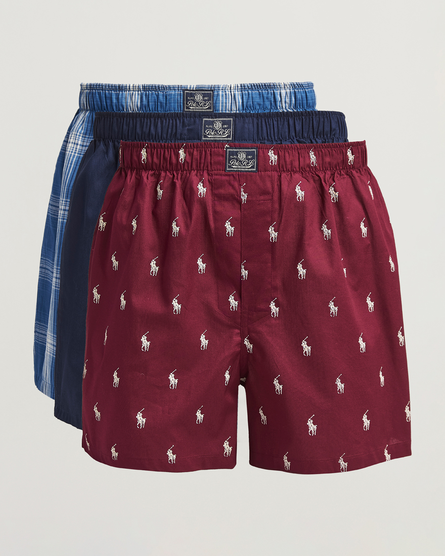 Mies | Alusvaatteet | Polo Ralph Lauren | 3-Pack Woven Boxer Plaid/Navy/Red PP