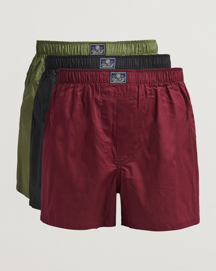 Mies | Alusvaatteet | Polo Ralph Lauren | 3-Pack Woven Boxer Black/Green/Red