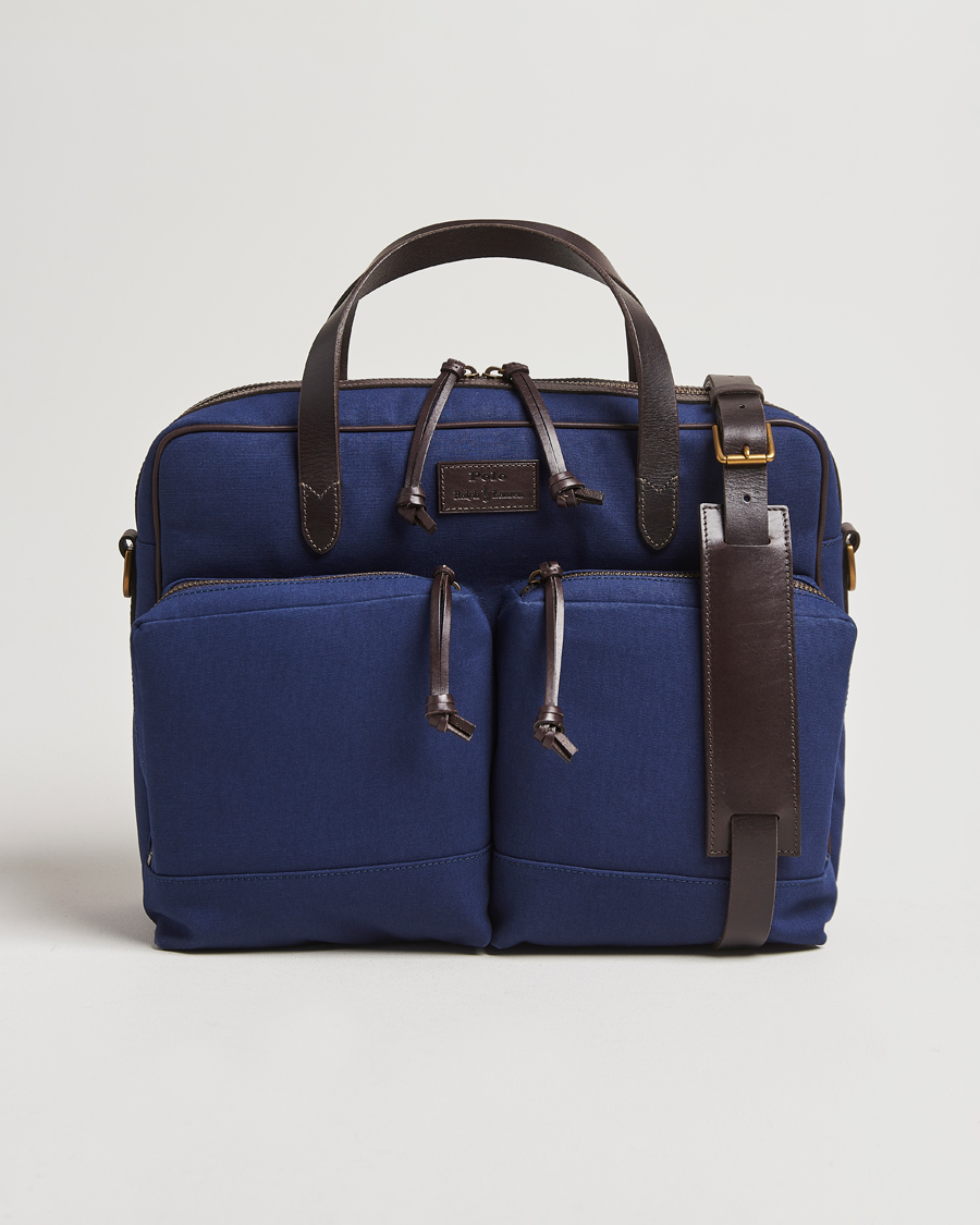 Mies | Polo Ralph Lauren Commuter Canvas Messenger Bag Newport Navy/Dk Brown | Polo Ralph Lauren | Commuter Canvas Messenger Bag Newport Navy/Dk Brown