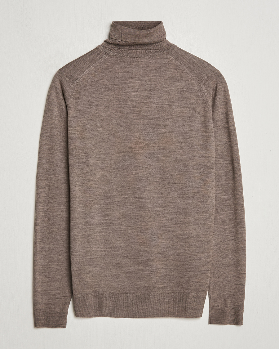 Mies | Puserot | John Smedley | Cherwell Extra Fine Merino Rollneck Mushroom Brown