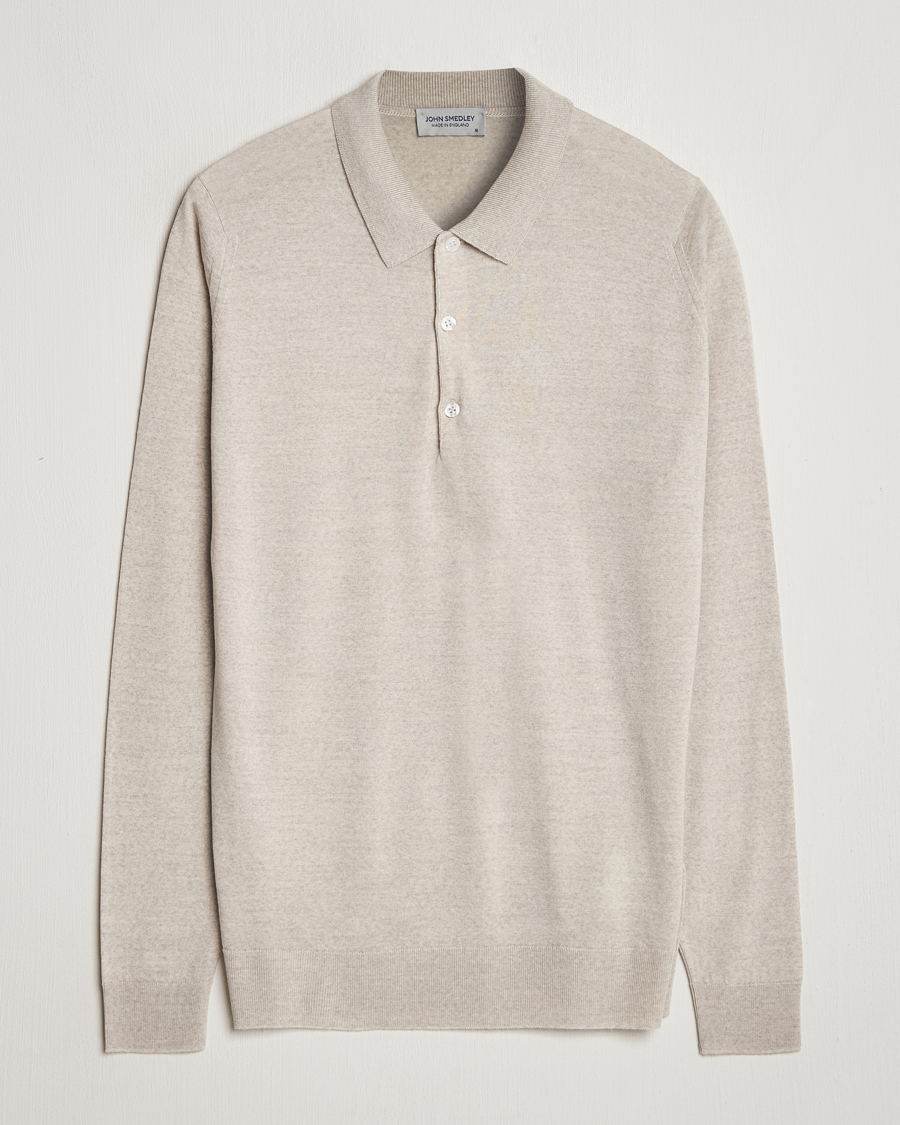 Mies | Puserot | John Smedley | Belper Extra Fine Merino Polo Pullover Grey Fleece