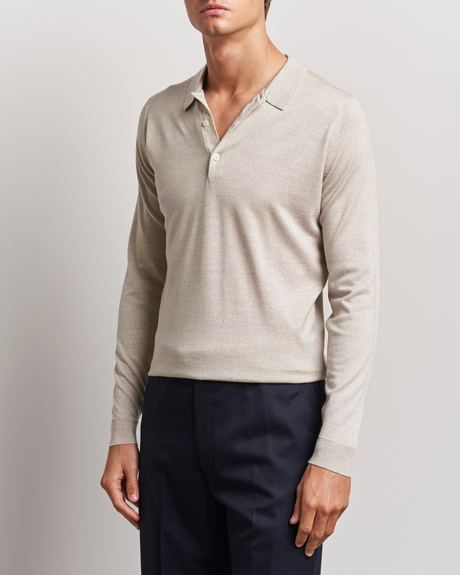 Mies | Puserot | John Smedley | Belper Extra Fine Merino Polo Pullover Grey Fleece