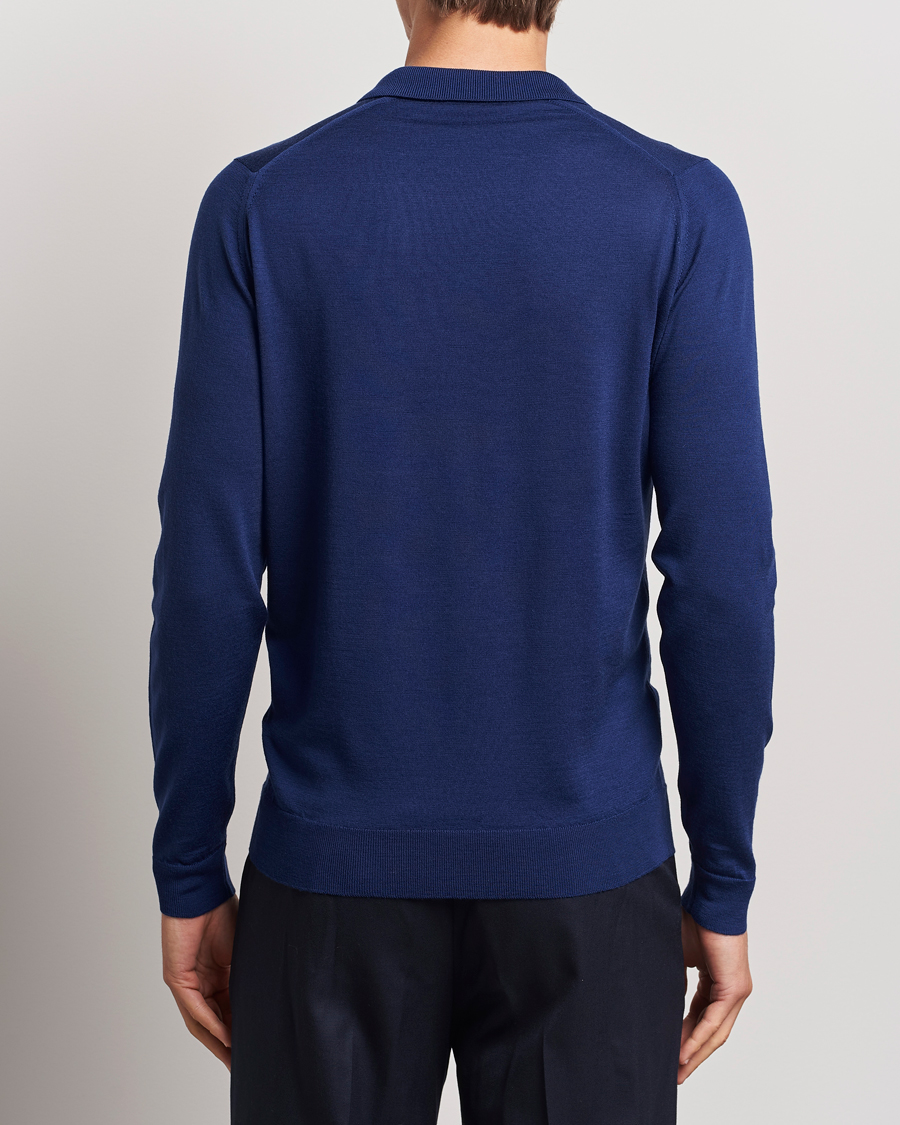 Mies | Puserot | John Smedley | Belper Extra Fine Merino Polo Pullover Ink Blue