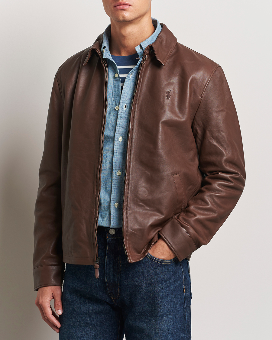 Mies | Takit | Polo Ralph Lauren | Maxwell Windbreaker Leather Jacket Bison Brown