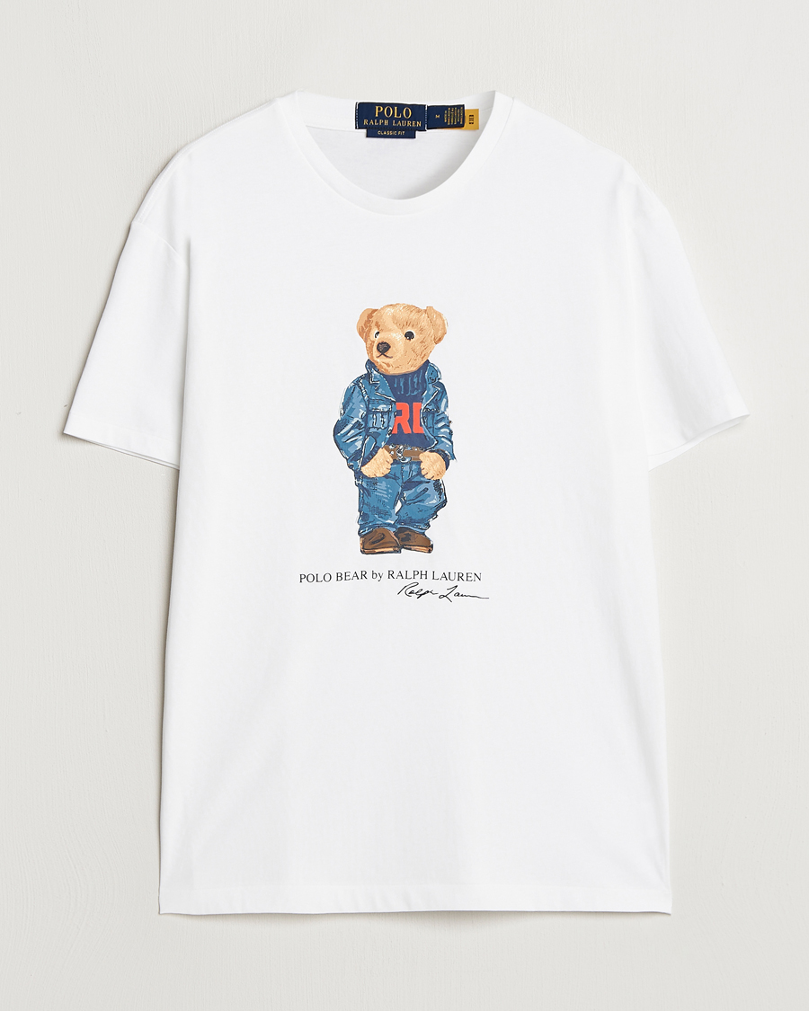 Mies | T-paidat | Polo Ralph Lauren | Crew Neck T-Shirt White Denim Bear