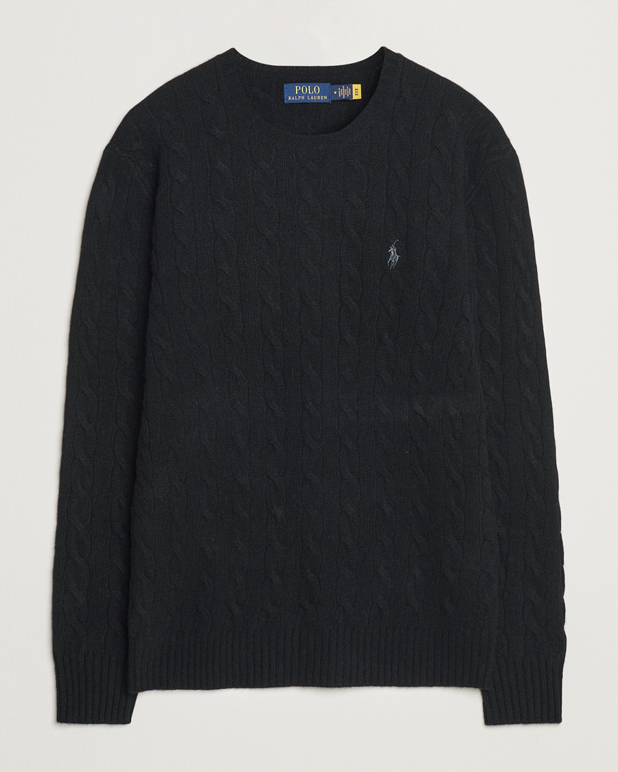 Mies | Puserot | Polo Ralph Lauren | Wool/Cashmere Cable Crew Neck Polo Black