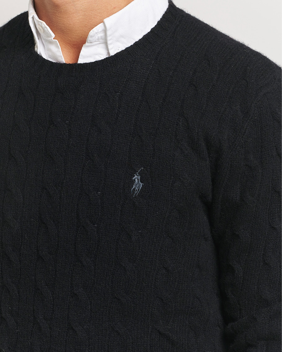 Mies | Puserot | Polo Ralph Lauren | Wool/Cashmere Cable Crew Neck Polo Black