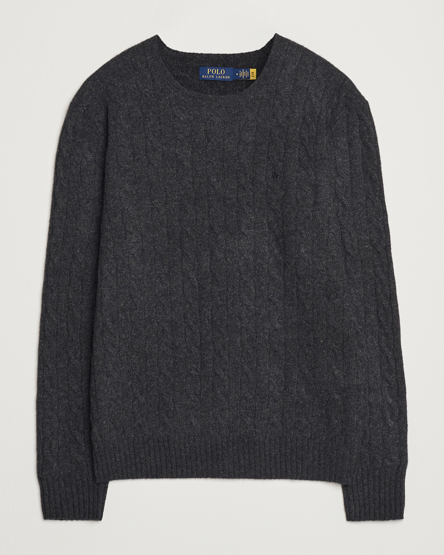 Mies | Puserot | Polo Ralph Lauren | Wool/Cashmere Cable Crew Neck Dark Granite Heather