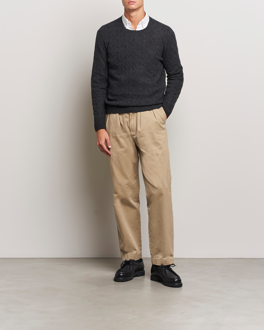 Mies | Puserot | Polo Ralph Lauren | Wool/Cashmere Cable Crew Neck Dark Granite Heather