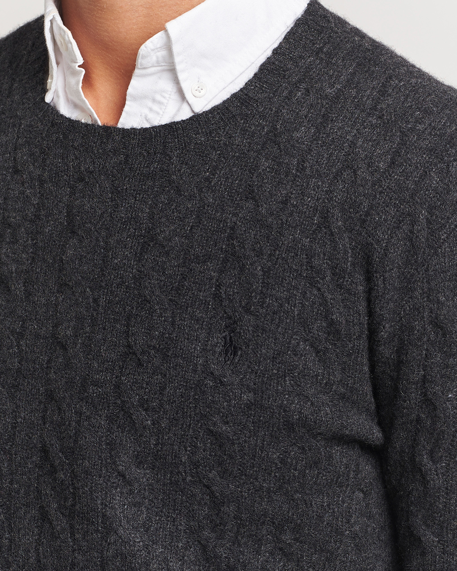 Mies | Puserot | Polo Ralph Lauren | Wool/Cashmere Cable Crew Neck Dark Granite Heather