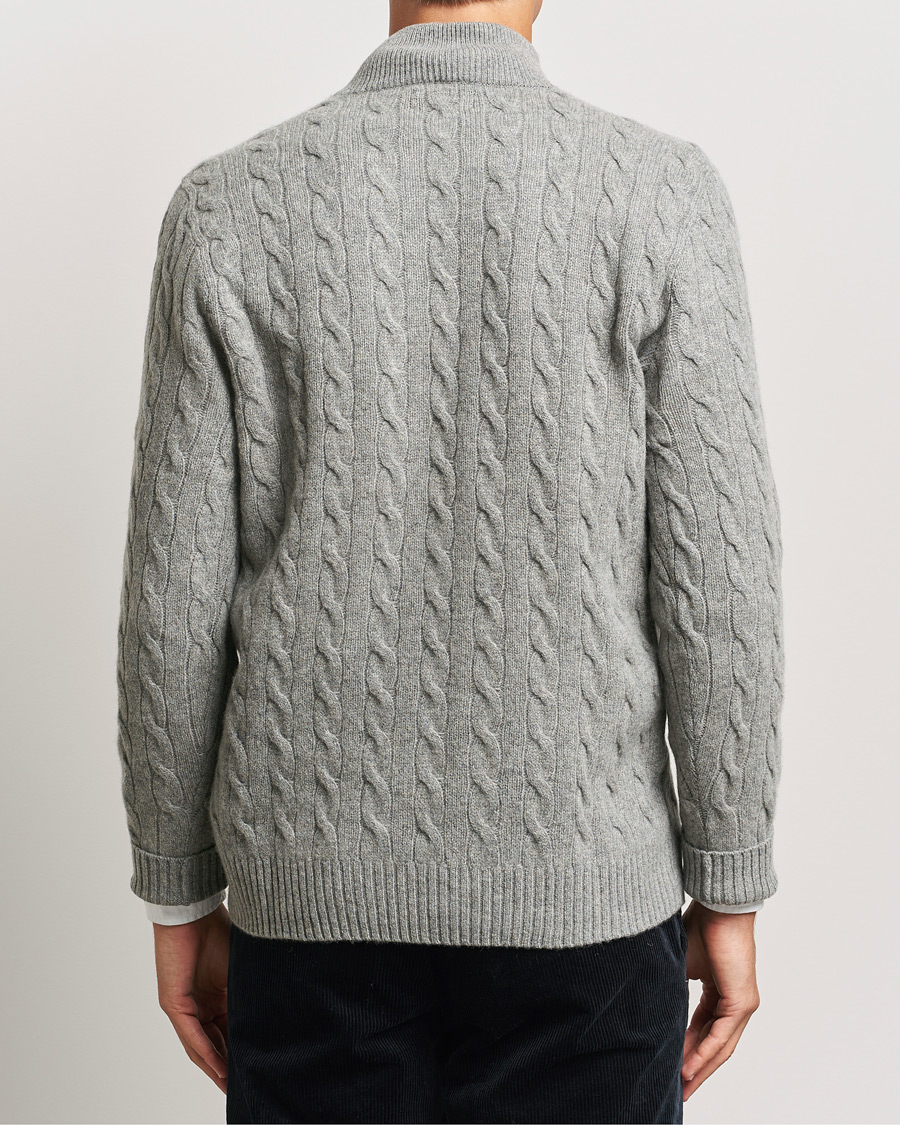 Mies | Puserot | Polo Ralph Lauren | Wool/Cashmere Cable Half Zip Fawn Grey Heather