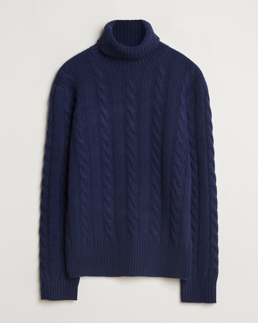 Mies | Puserot | Polo Ralph Lauren | Wool/Cashmere Cable Rollneck Hunter Navy