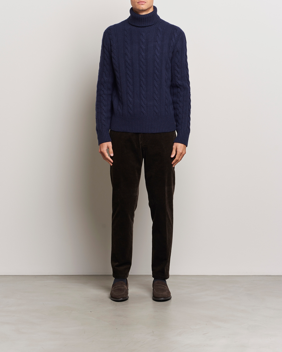 Mies | Puserot | Polo Ralph Lauren | Wool/Cashmere Cable Rollneck Hunter Navy