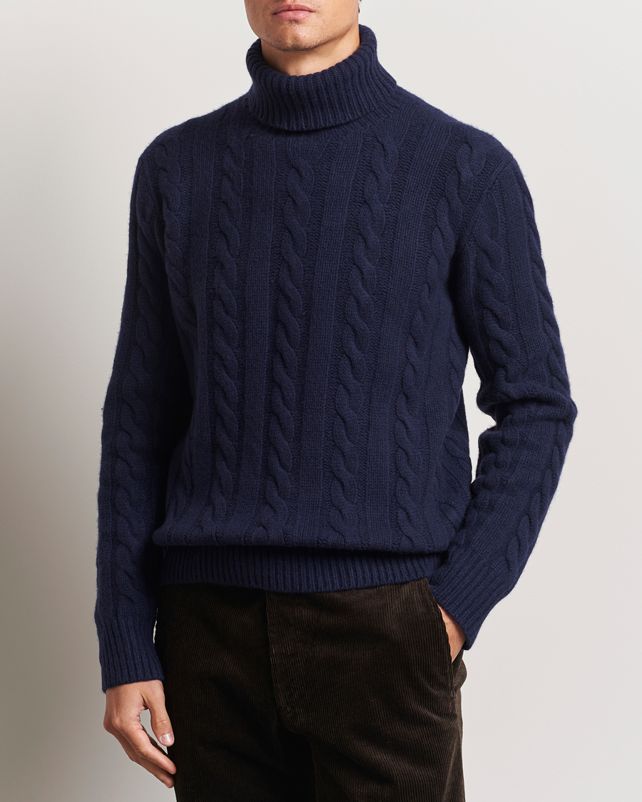 Mies | Puserot | Polo Ralph Lauren | Wool/Cashmere Cable Rollneck Hunter Navy