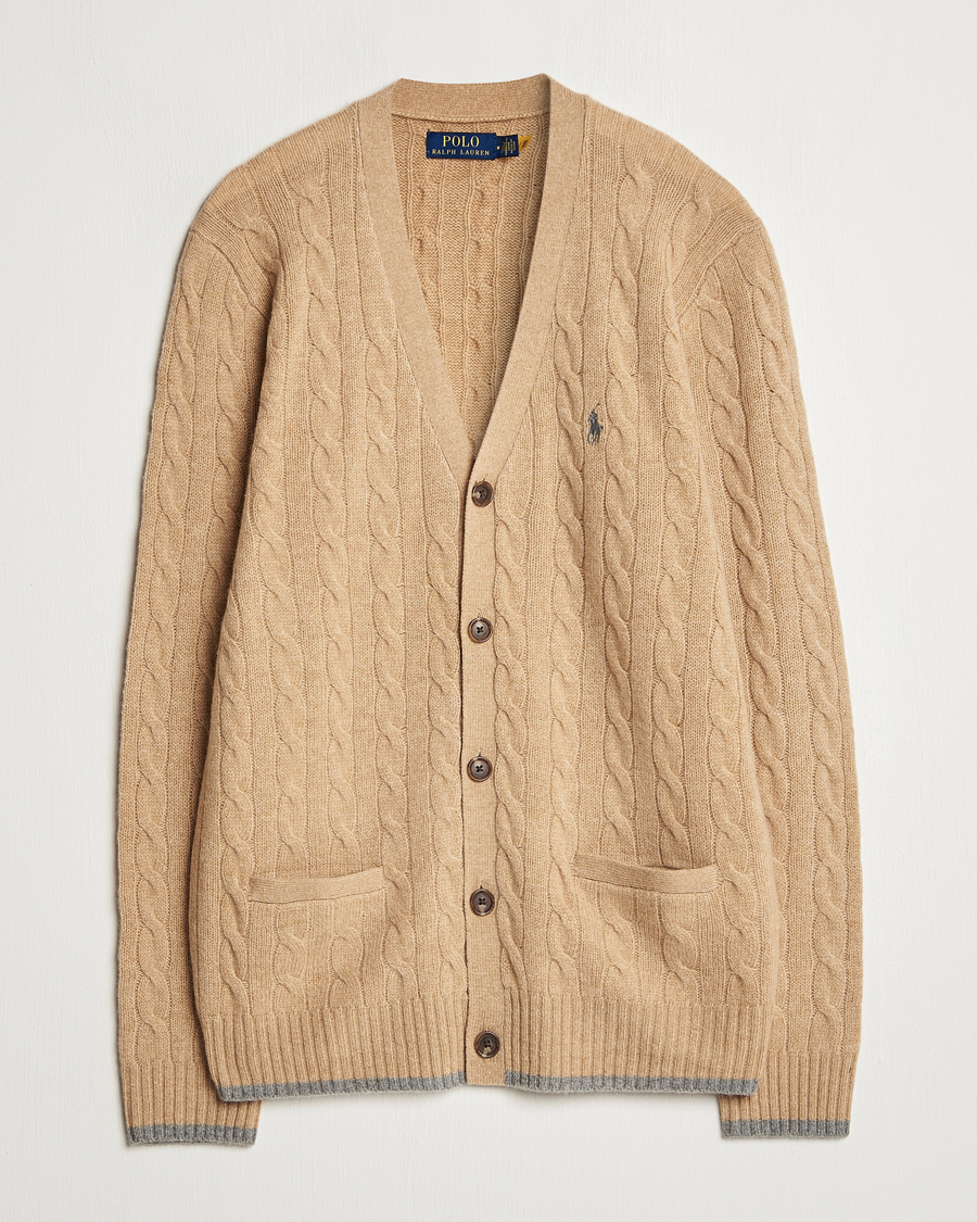 Mies | Puserot | Polo Ralph Lauren | Wool/Cashmere Cable Cardigan Camel Melange