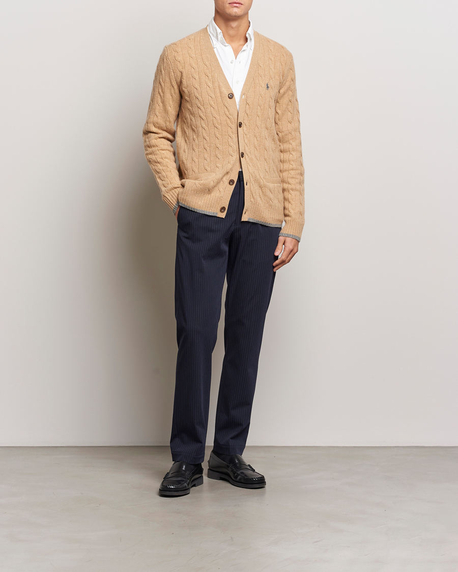 Mies | Puserot | Polo Ralph Lauren | Wool/Cashmere Cable Cardigan Camel Melange