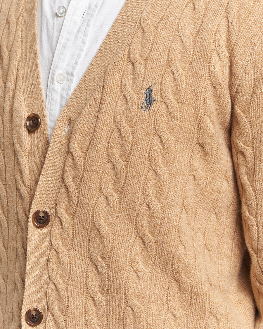 Mies | Puserot | Polo Ralph Lauren | Wool/Cashmere Cable Cardigan Camel Melange