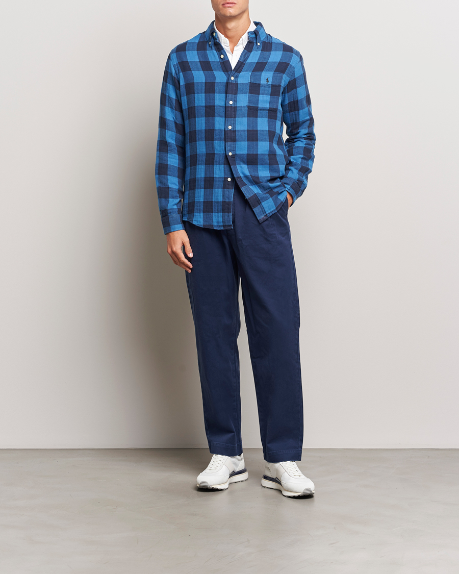 Mies | Kauluspaidat | Polo Ralph Lauren | Double Face Custom Fit Check Shirt Royal/Black