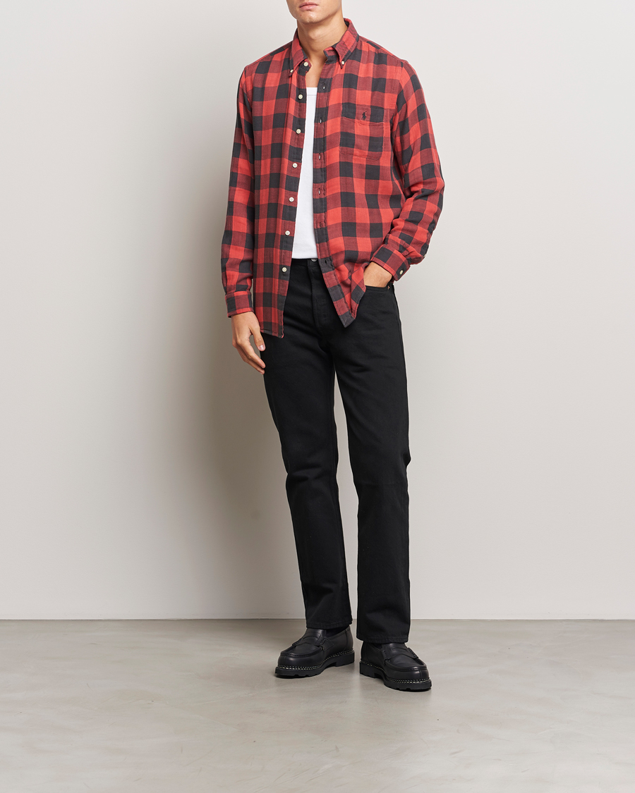 Mies | Kauluspaidat | Polo Ralph Lauren | Double Face Custom Fit Check Shirt Red/Black