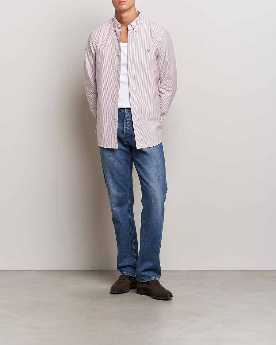 Mies | Kauluspaidat | Polo Ralph Lauren | Slim Fit Striped Oxford Shirt Wine/White