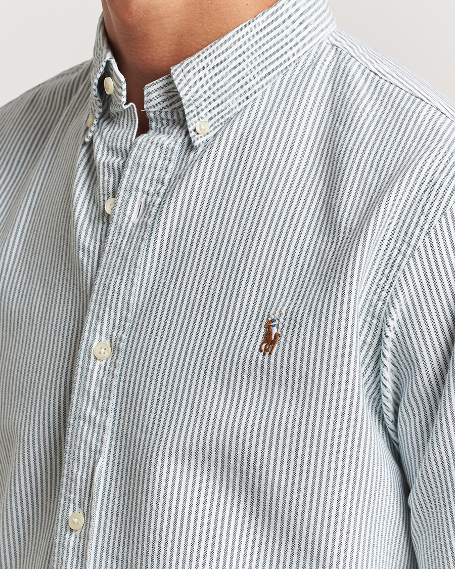 Mies | Kauluspaidat | Polo Ralph Lauren | Slim Fit Striped Oxford Shirt Green/White