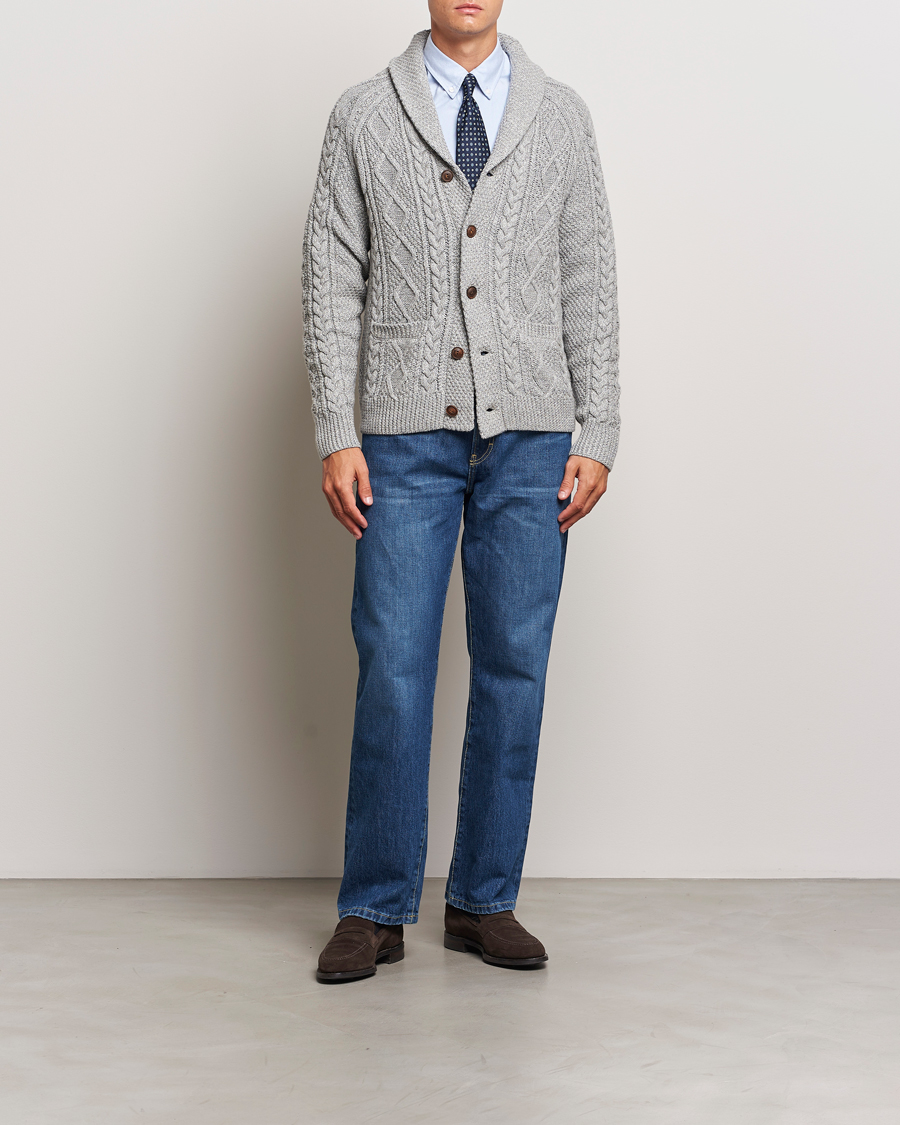 Mies | Puserot | Polo Ralph Lauren | Cotton Shawl Cardigan Grey Combo