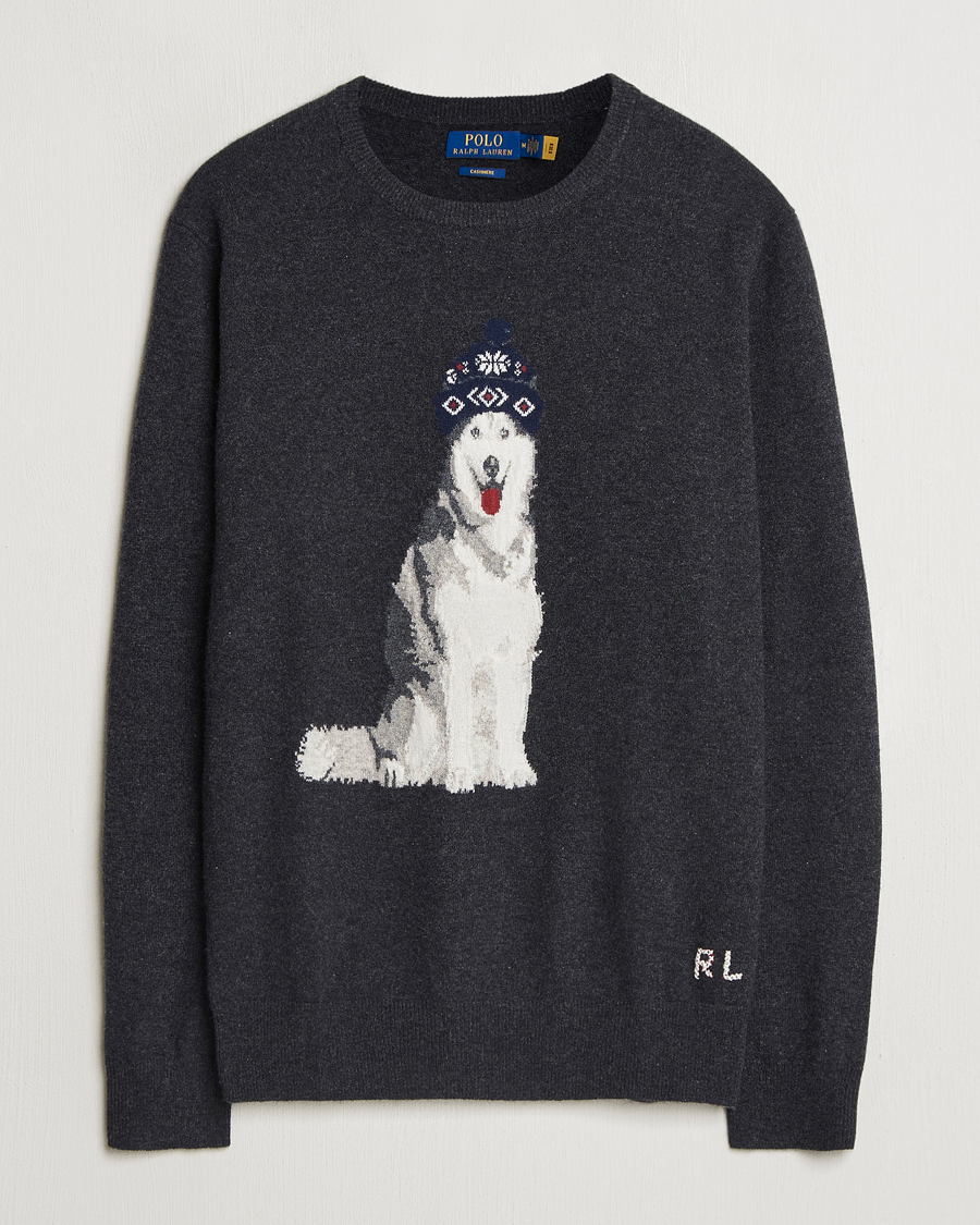 Mies | Puserot | Polo Ralph Lauren | Holiday Dog Cashmere Sweater Dark Granite Heather