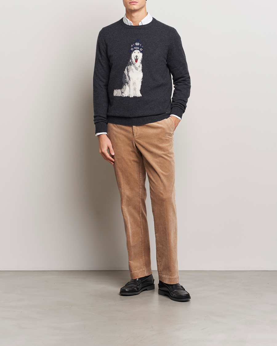 Mies | Puserot | Polo Ralph Lauren | Holiday Dog Cashmere Sweater Dark Granite Heather