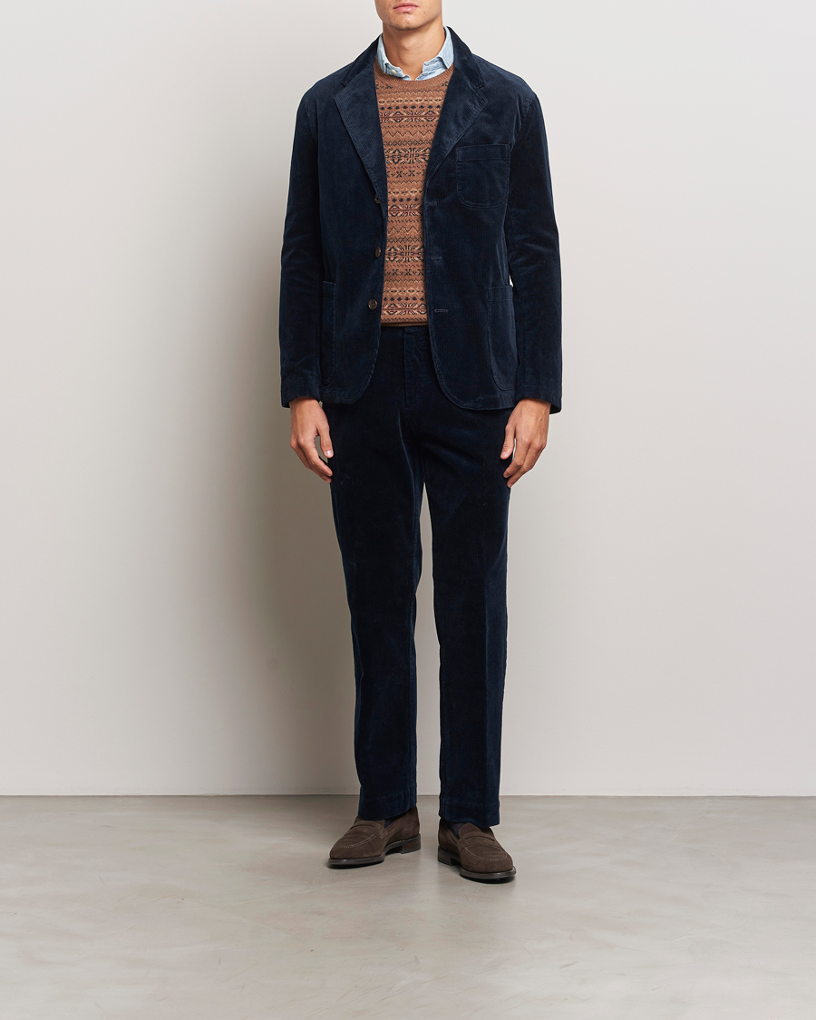 Mies | Housut | Polo Ralph Lauren | Corduroy Pleated Trousers Aviator Navy