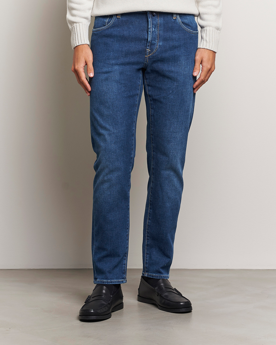 Mies | Farkut | Incotex | 5-Pocket Stretch Denim Medium Blue