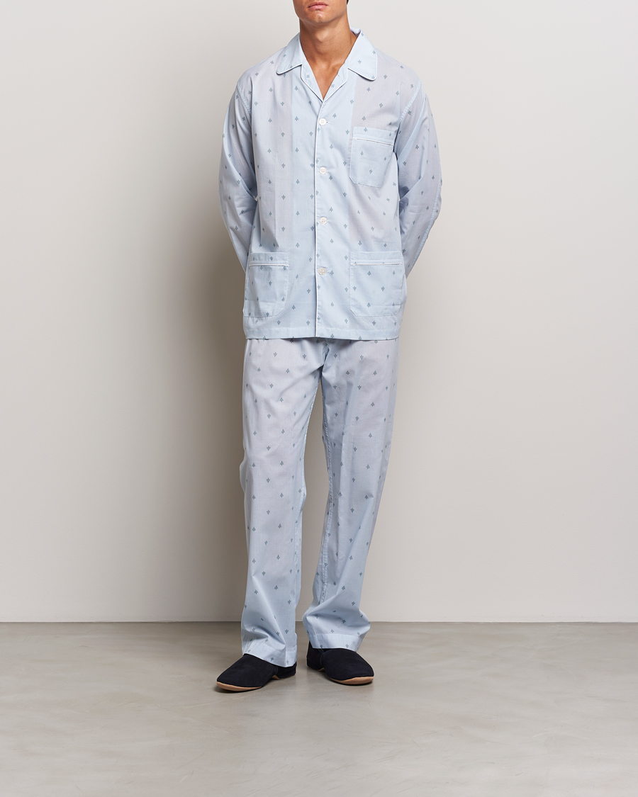 Mies | Yöpuvut ja kylpytakit | Derek Rose | Piped Cotton Pyjama Set Blue