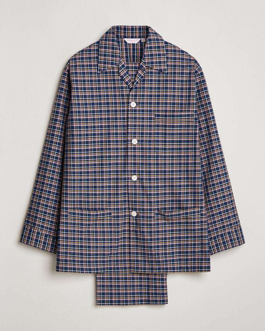 Mies | Yöpuvut ja kylpytakit | Derek Rose | Cotton Checked Pyjama Set Navy