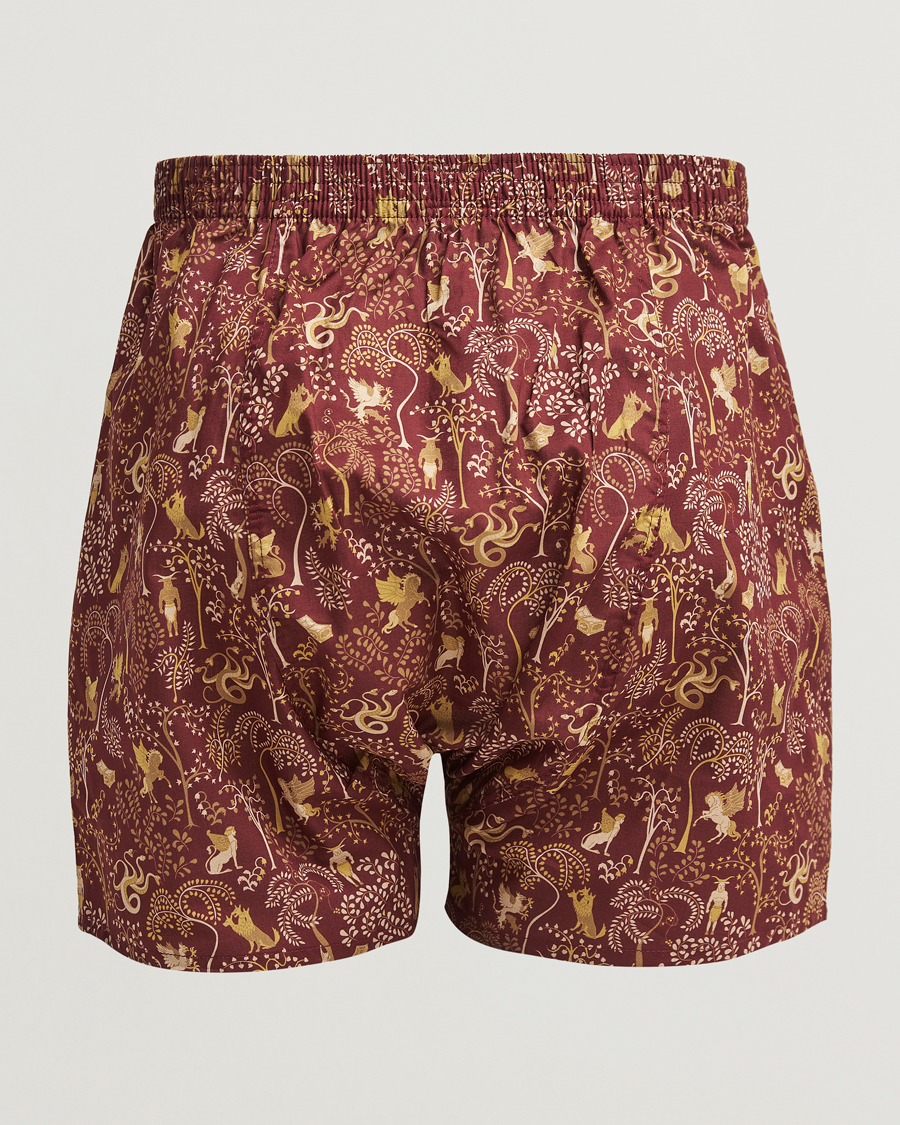 Mies | Alusvaatteet | Derek Rose | Classic Fit Woven Cotton Boxer Shorts Burgundy