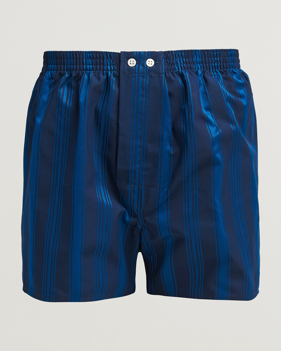 Mies | Alusvaatteet | Derek Rose | Classic Fit Woven Cotton Boxer Shorts Navy