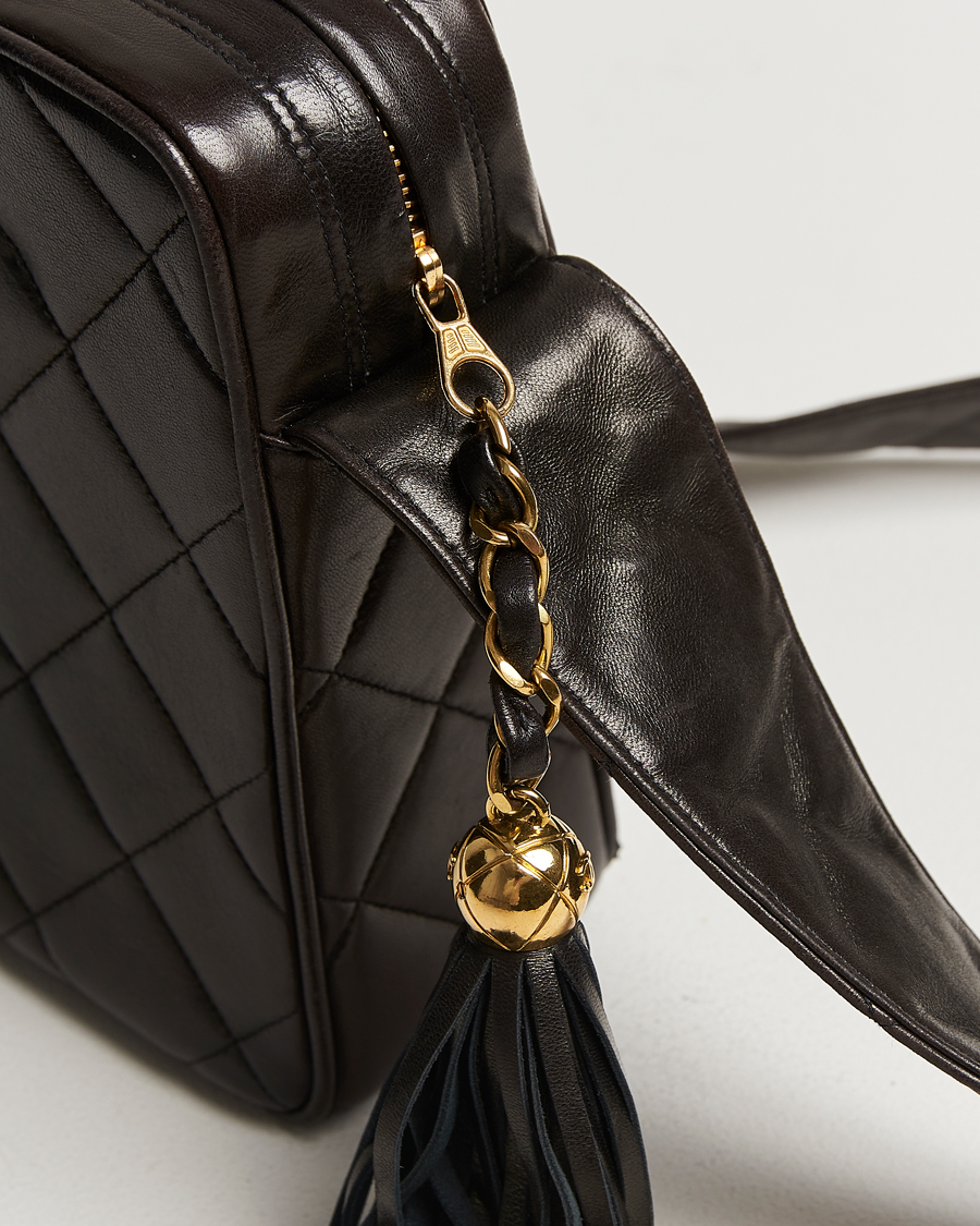 Mies | Chanel Pre-Owned Tassel Flap Shoulder Bag Black Lambskin | Chanel Pre-Owned | Tassel Flap Shoulder Bag Black Lambskin