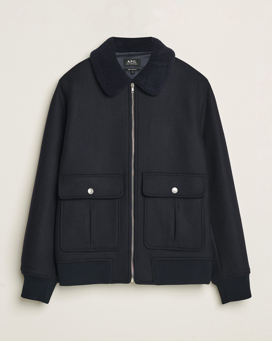 Mies | Takit | A.P.C. | Ben Shearling Bomber Jacket Dark Navy
