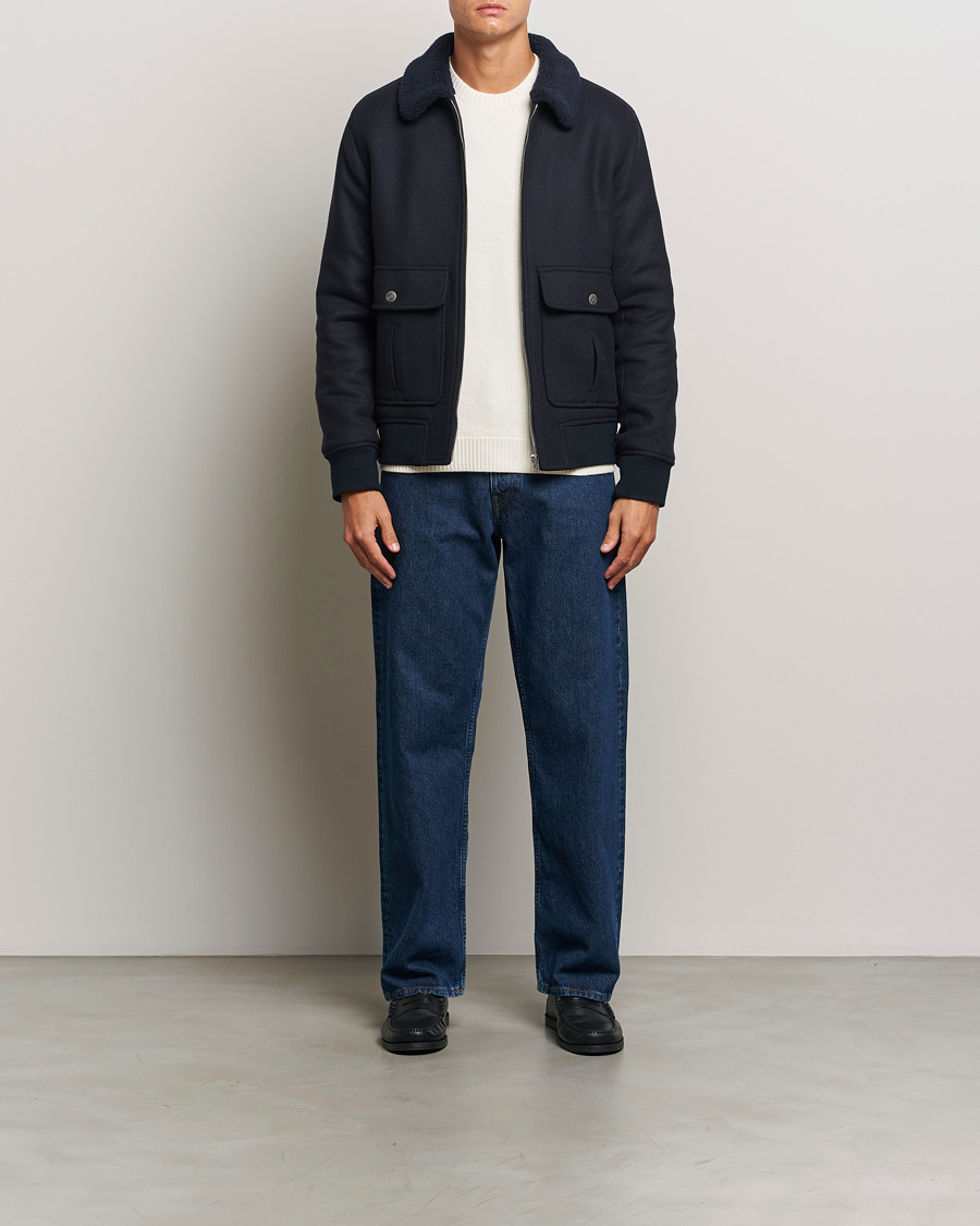 Mies | Takit | A.P.C. | Ben Shearling Bomber Jacket Dark Navy