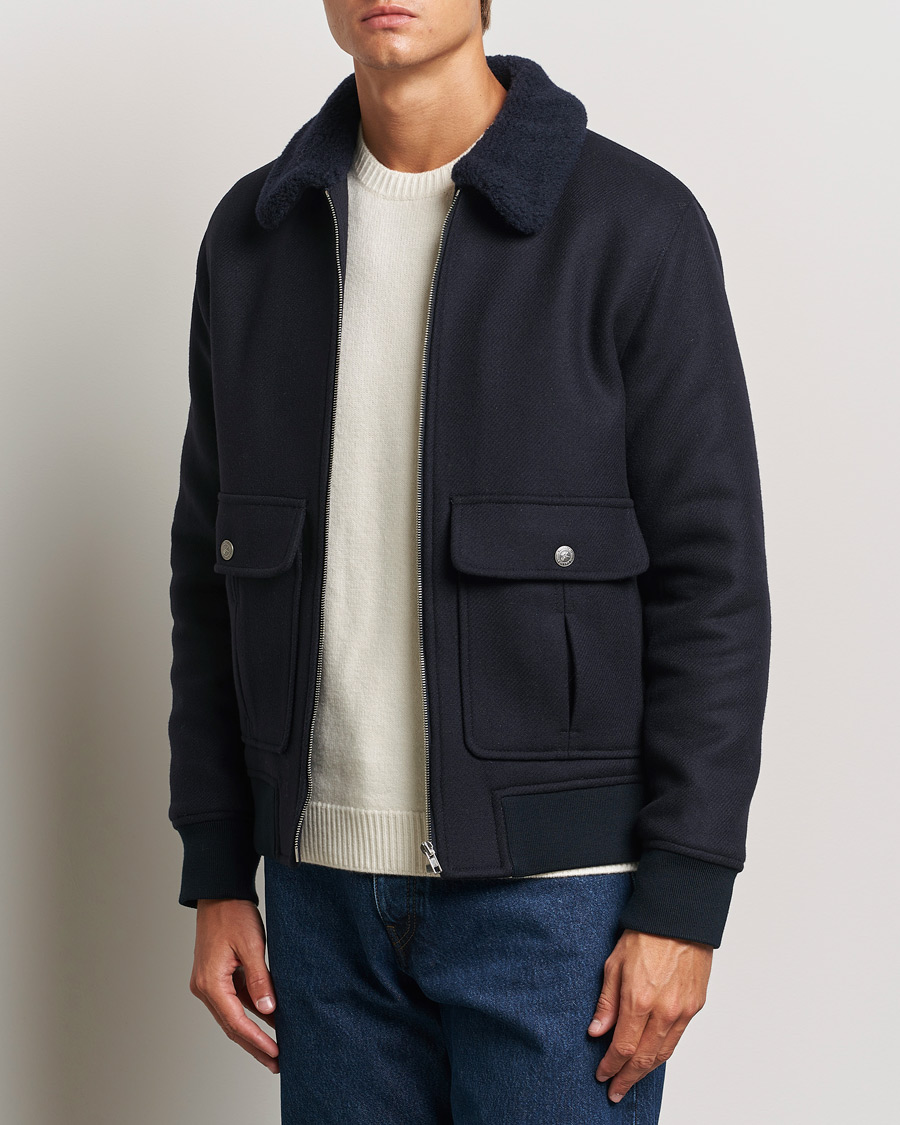 Mies | Takit | A.P.C. | Ben Shearling Bomber Jacket Dark Navy