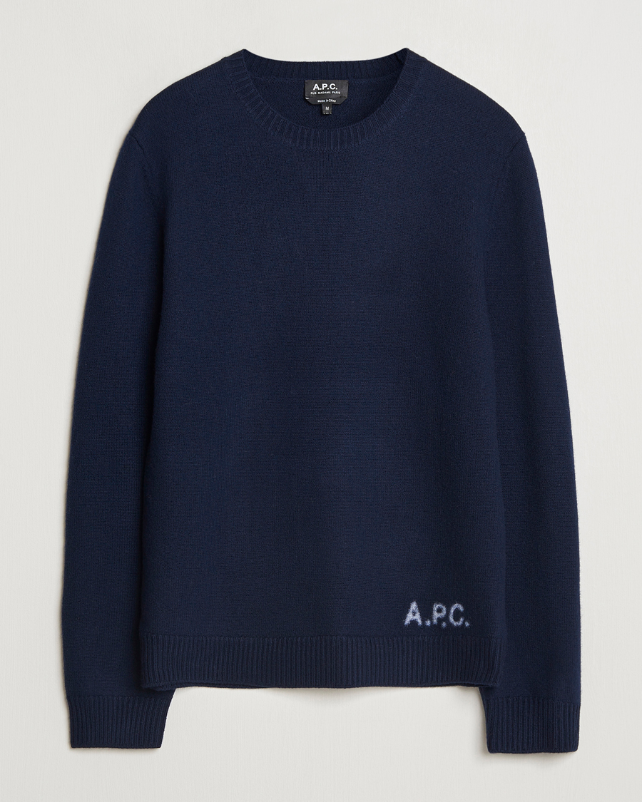 Mies | Puserot | A.P.C. | Edward Wool Knitted Sweater Dark Navy