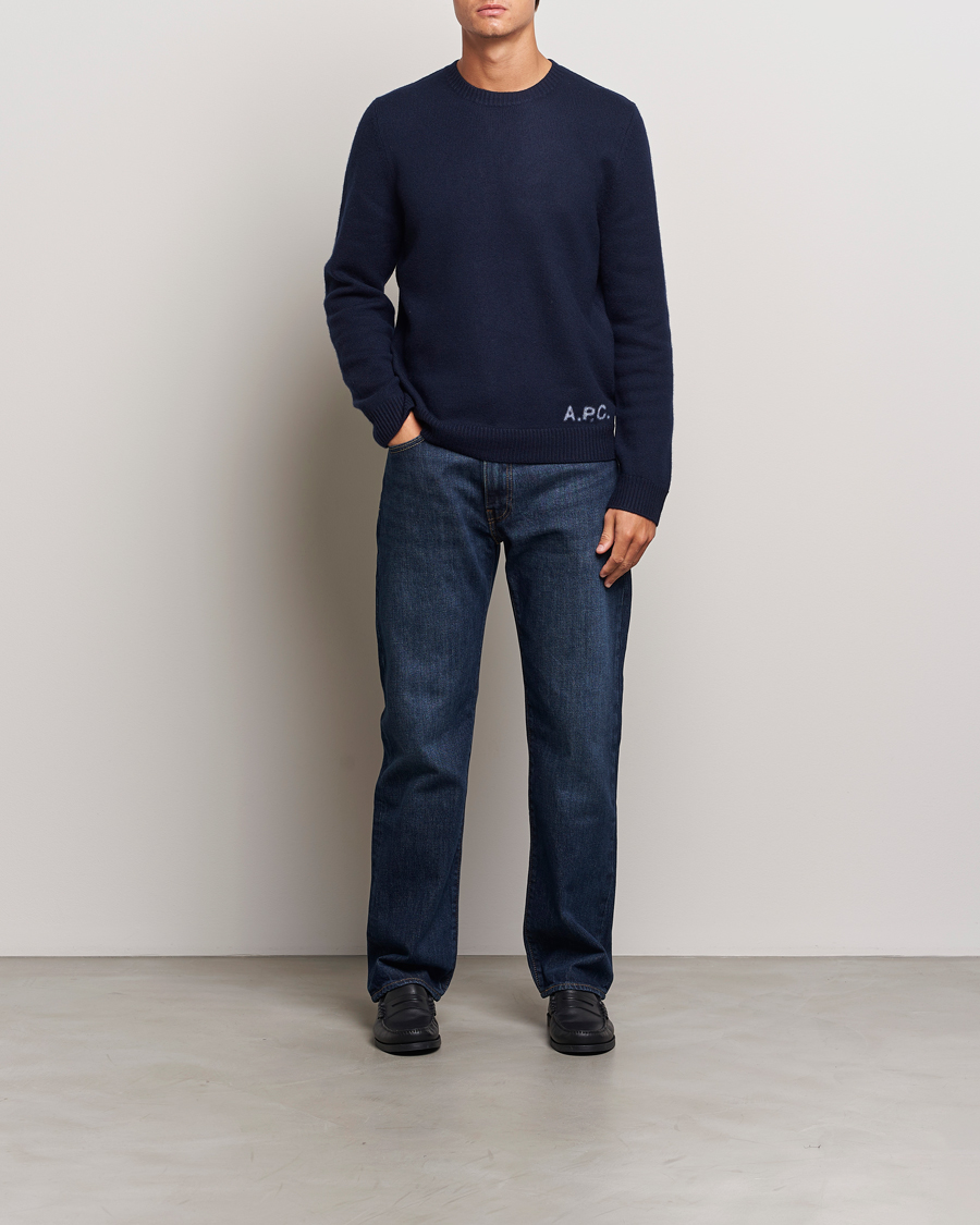 Mies | Puserot | A.P.C. | Edward Wool Knitted Sweater Dark Navy