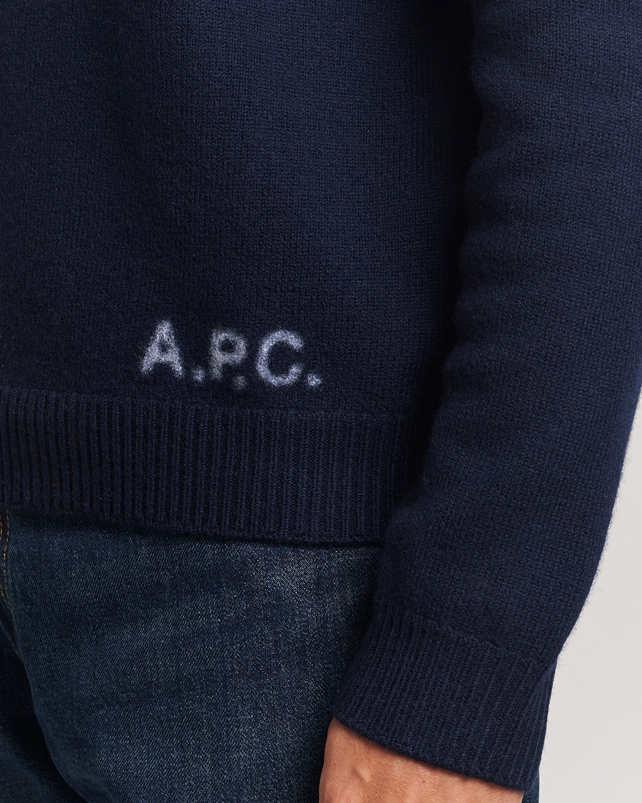 Mies | Puserot | A.P.C. | Edward Wool Knitted Sweater Dark Navy
