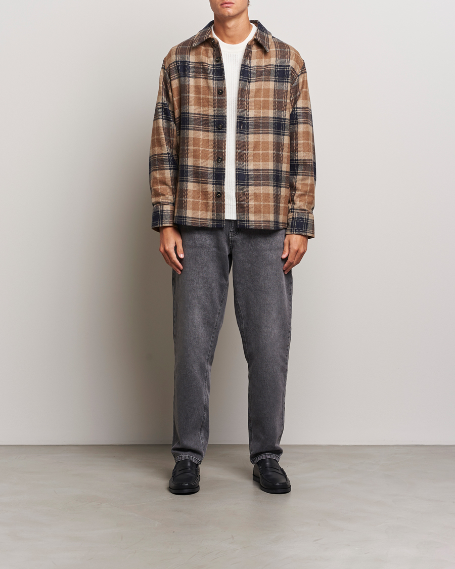 Mies | Kauluspaidat | A.P.C. | Bobby Wool Checked Overshirt Beige Check