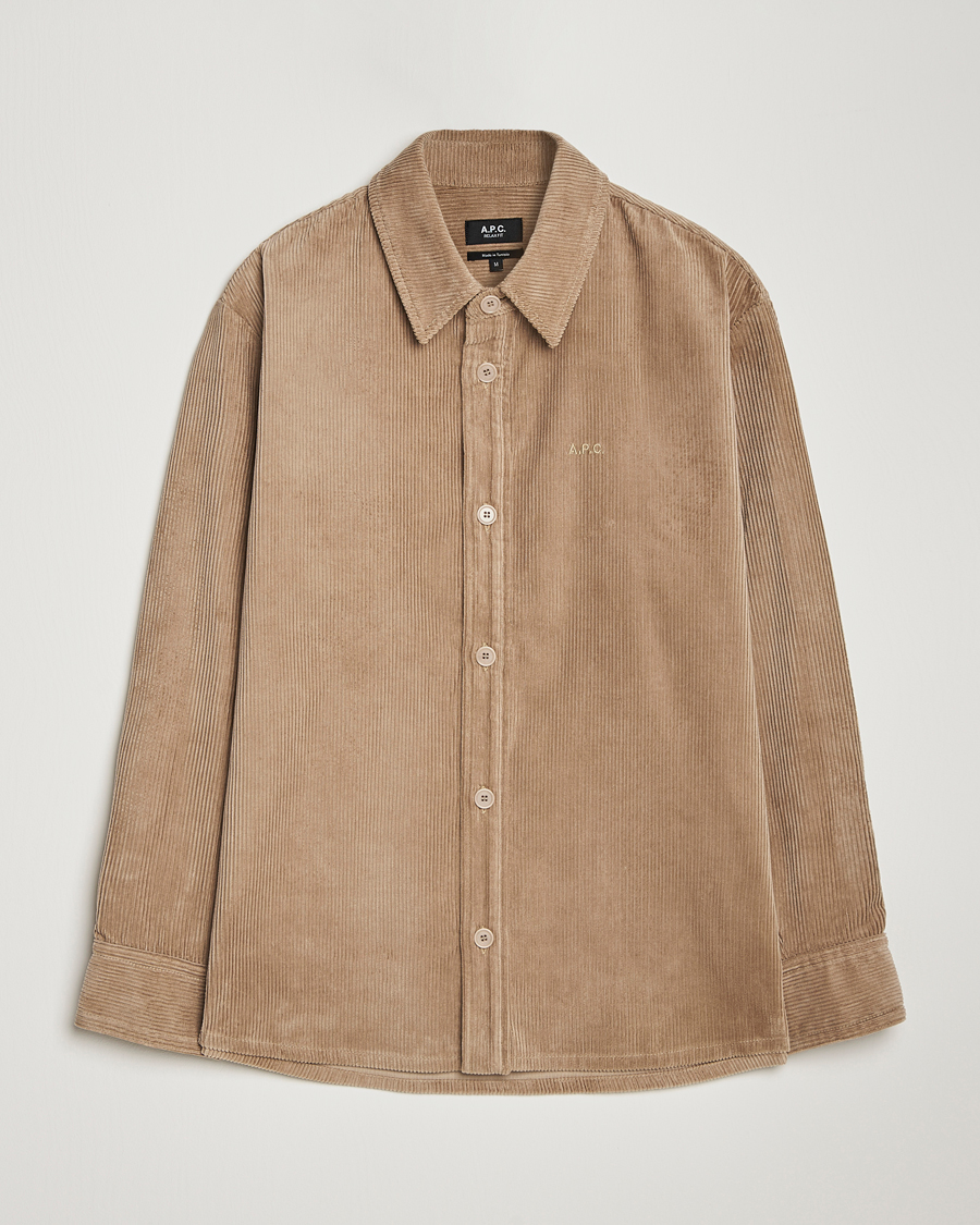 Mies | Kauluspaidat | A.P.C. | Bobby Corduroy Overshirt Beige