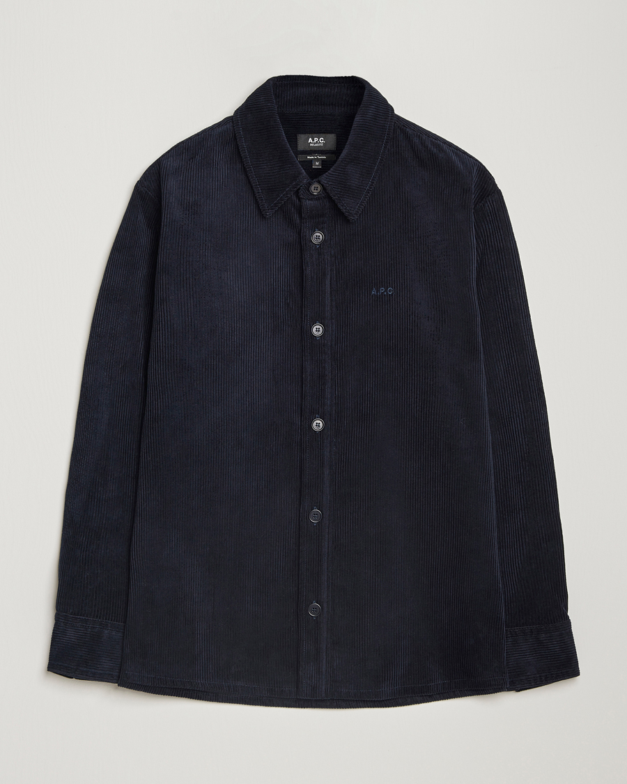 Mies | Kauluspaidat | A.P.C. | Bobby Corduroy Overshirt Dark Navy