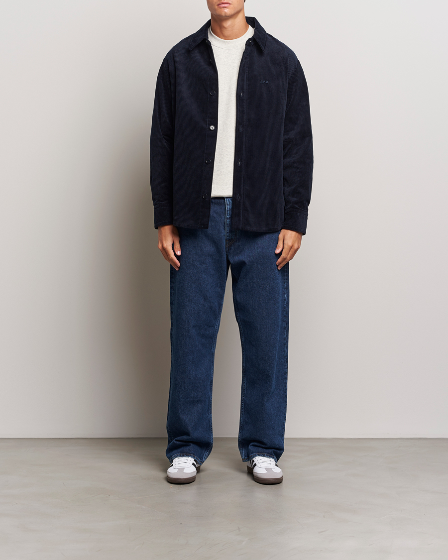 Mies | Kauluspaidat | A.P.C. | Bobby Corduroy Overshirt Dark Navy