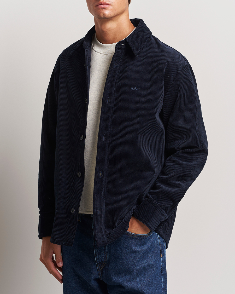 Mies | Kauluspaidat | A.P.C. | Bobby Corduroy Overshirt Dark Navy