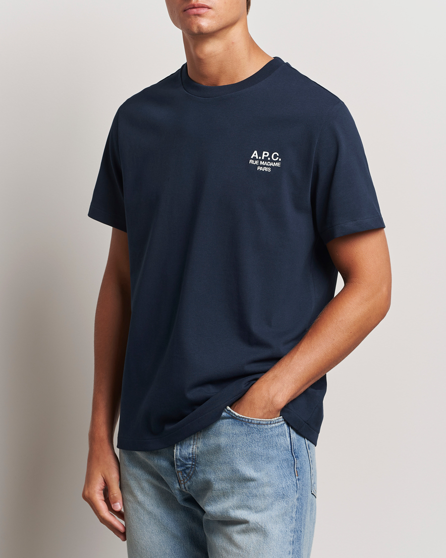 Mies | T-paidat | A.P.C. | Rue Madame T-Shirt Dark Navy/Ecru